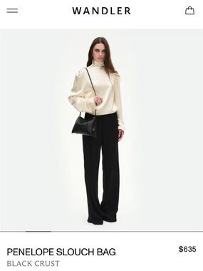 Wandler Black Pebbled Leather Shoulder Bag with Gold Hardware